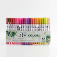 48 Colors Art Markers Dual Tips Coloring Brush Marker Fineliner Color Pen, Water Based Marker for Calligraphy Drawing Sketching