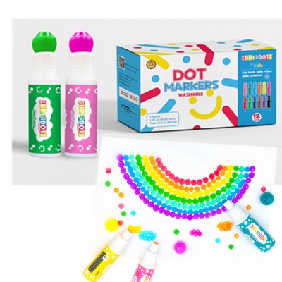 SUPERDOTS 2020 hot-sale kids painting DOT marker CH-2850 easy grip washable 12 colorful inks   drawing toy for children